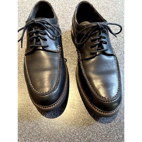 Johnston & Murphy Pollard Black Leather Moc Toe Lace Up Shoes 59-10211 9.5 M